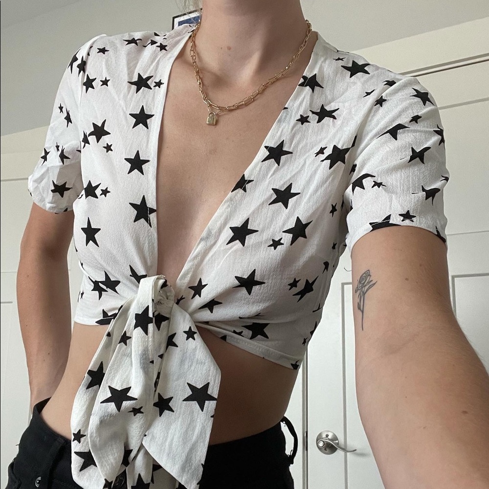 Nasty Gal star tie crop top